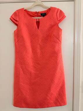 Tahari Arthur S. Levine Coral Jacquard Keyhole Shift Dress